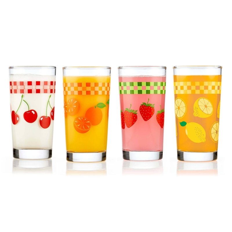 Libbey Vintage Juice Glasses, 11 - ounce, Assorted, Set of 4 - FCHF CITY