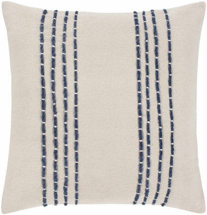 Listie Beige Navy Striped Accent Pillow - FCHF CITY