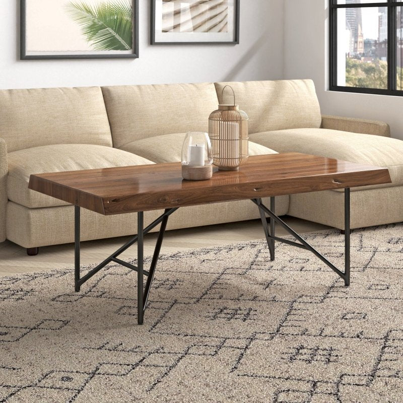 Live Edge Coffee Table, Light Walnut - FCHF CITY