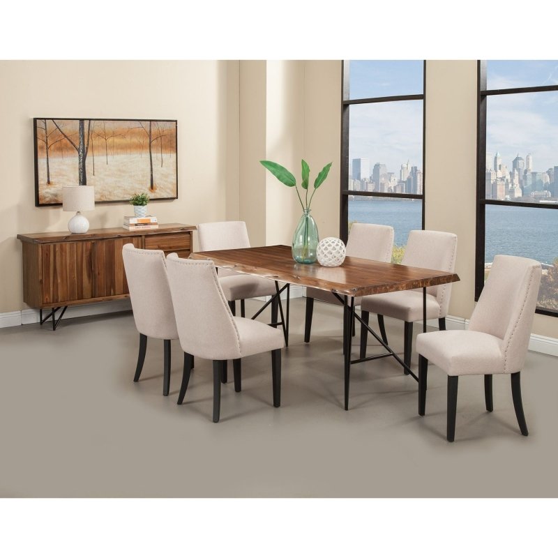 Live Edge Dining Table, Light Walnut - FCHF CITY
