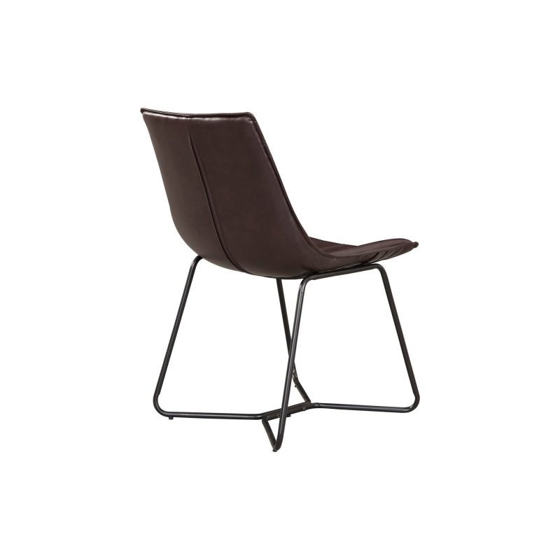 Live Edge Leather Chairs, Dark Brown - FCHF CITY