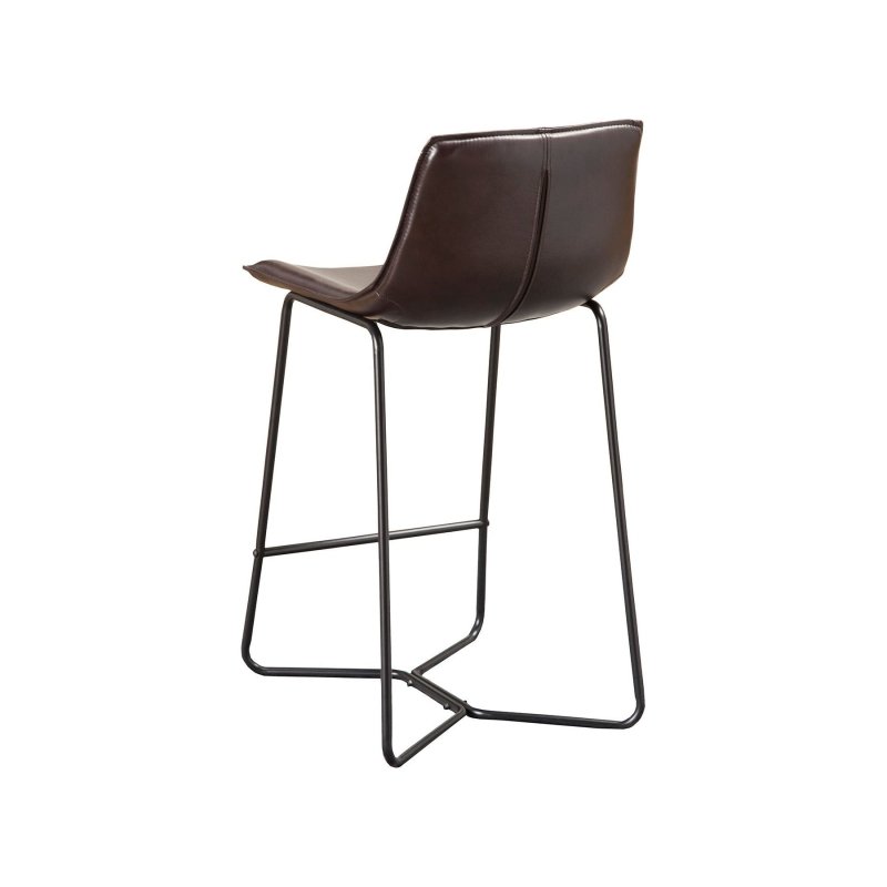 Live Edge Leather Pub Chairs, Dark Brown - FCHF CITY