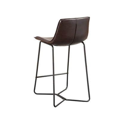 Live Edge Leather Pub Chairs, Dark Brown - FCHF CITY