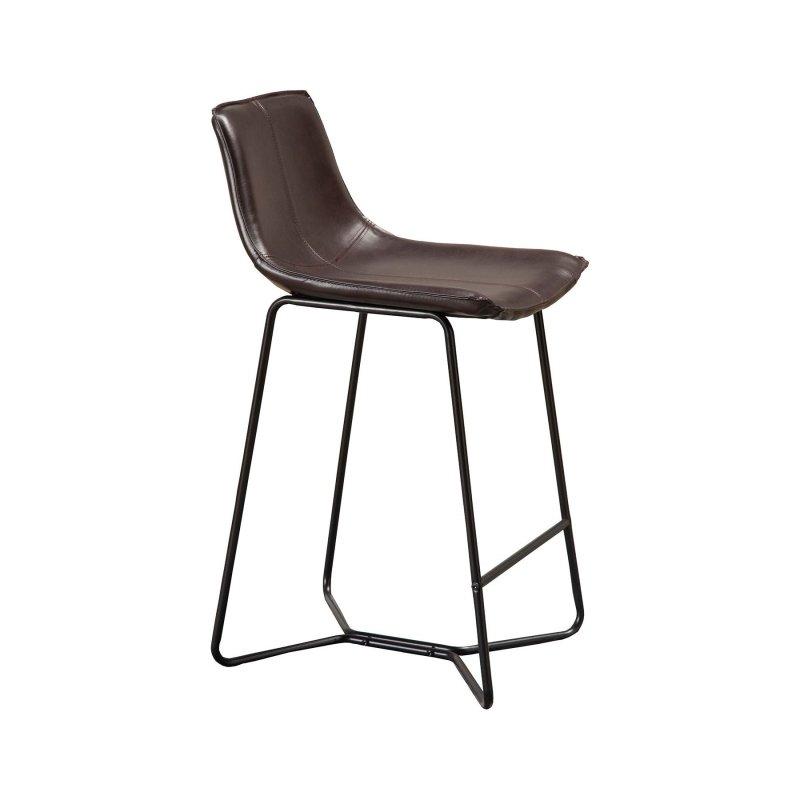 Live Edge Leather Pub Chairs, Dark Brown - FCHF CITY