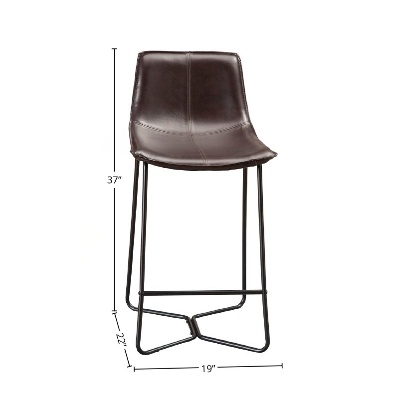 Live Edge Leather Pub Chairs, Dark Brown - FCHF CITY