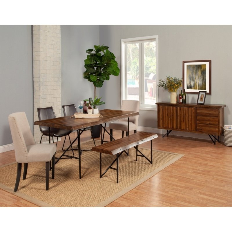 Live Edge Parson Chairs, Cream/Black - FCHF CITY