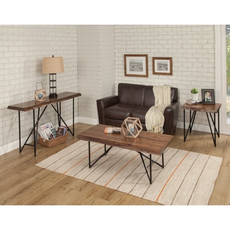 Live Edge Sofa Table, Light Walnut - FCHF CITY