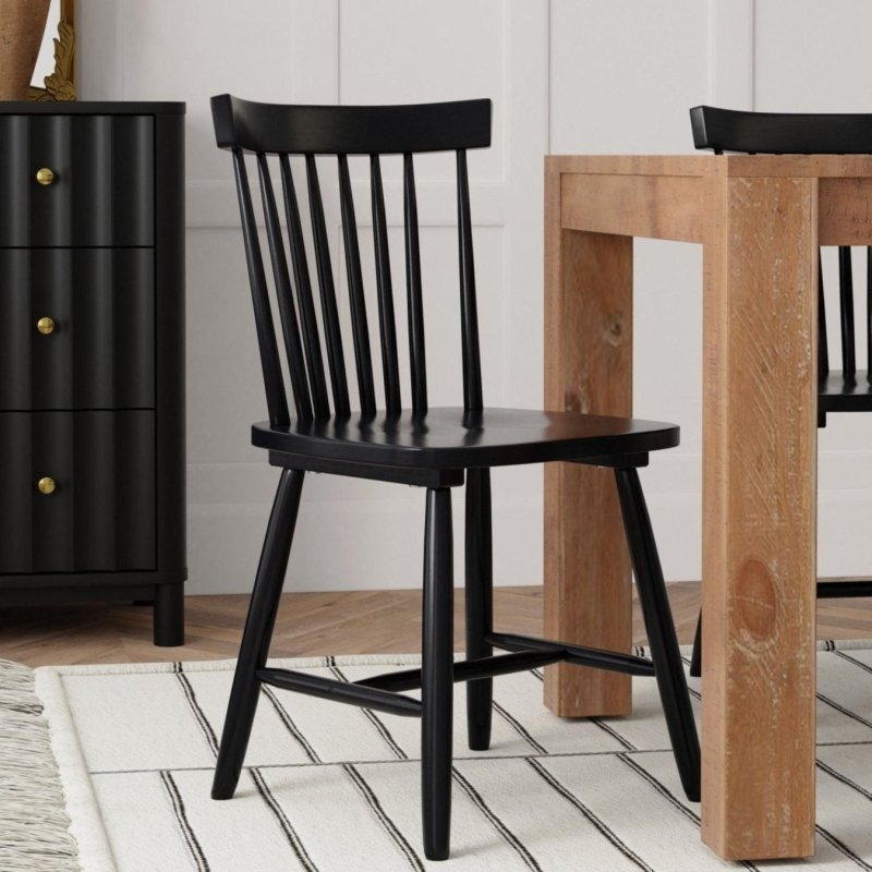 Lyra Set of 2 Windsor Chairs, Black - FCHF CITY