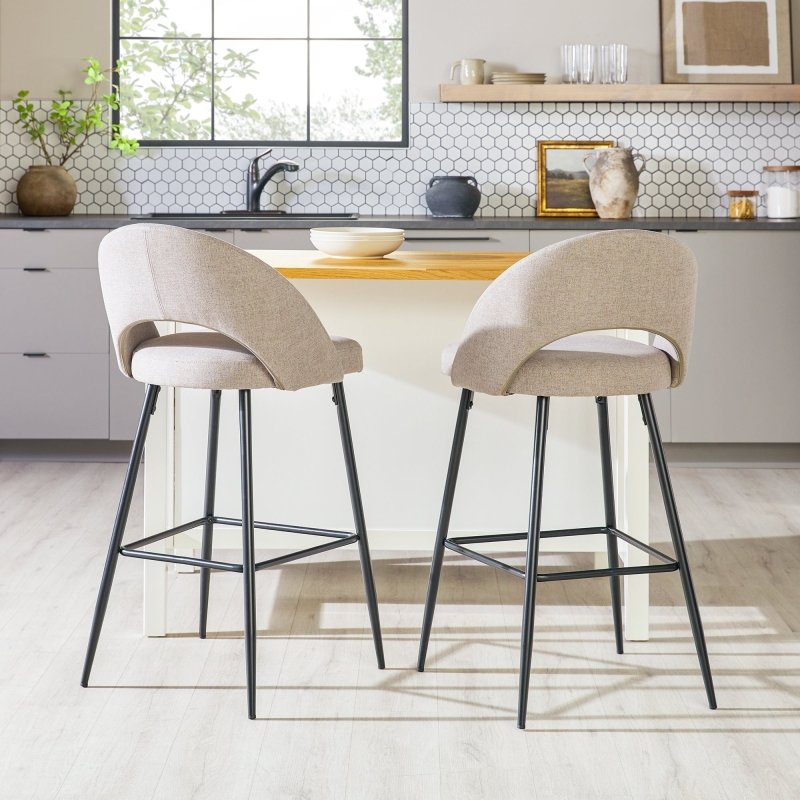 Lytton Modern Minimalist Upholstered Bar Stool, Set of 2 - FCHF CITY