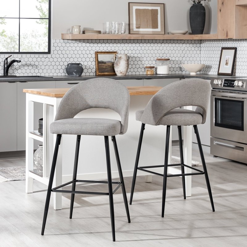 Lytton Modern Minimalist Upholstered Bar Stool, Set of 2 - FCHF CITY