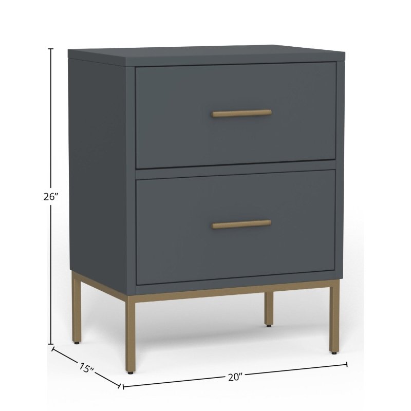 Madelyn Two Drawer Nightstand, Slate Gray - FCHF CITY