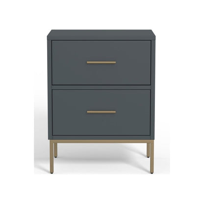 Madelyn Two Drawer Nightstand, Slate Gray - FCHF CITY
