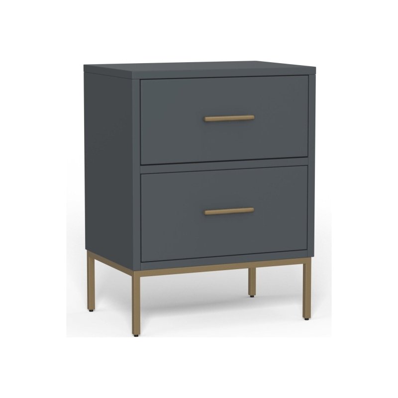 Madelyn Two Drawer Nightstand, Slate Gray - FCHF CITY
