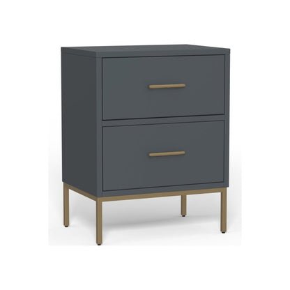 Madelyn Two Drawer Nightstand, Slate Gray - FCHF CITY