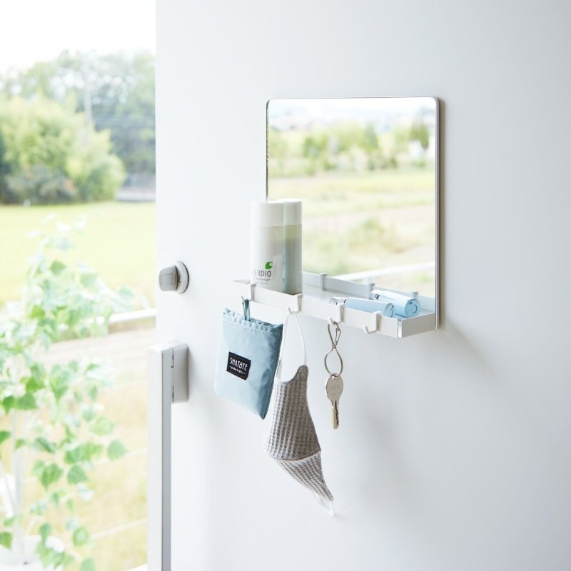 Magnetic Mirror with Storage Rack - Glass - FCHF CITY