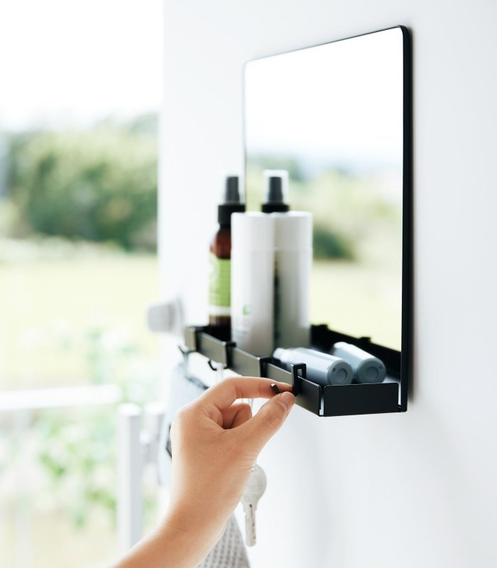Magnetic Mirror with Storage Rack - Glass - FCHF CITY