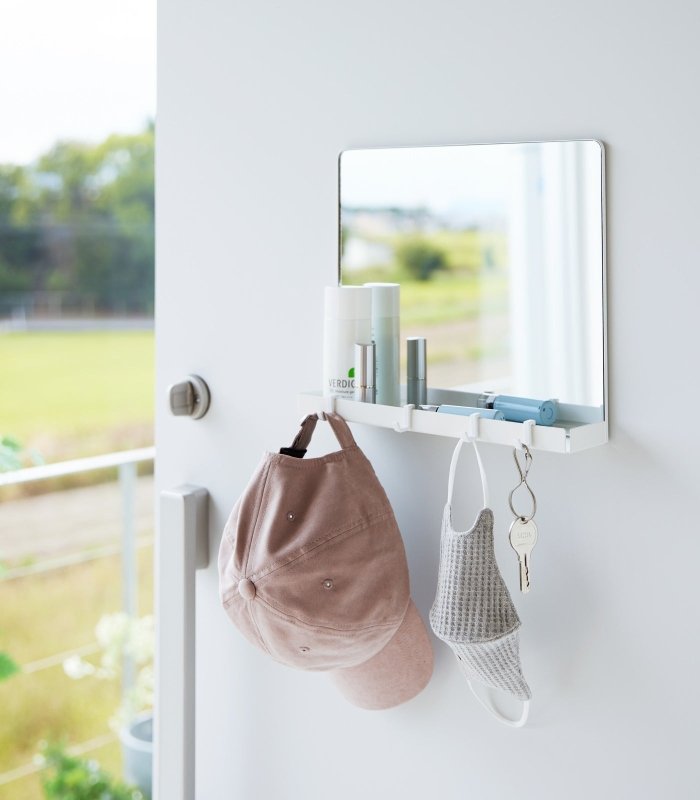 Magnetic Mirror with Storage Rack - Glass - FCHF CITY