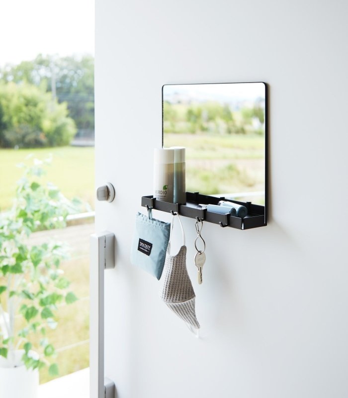 Magnetic Mirror with Storage Rack - Glass - FCHF CITY