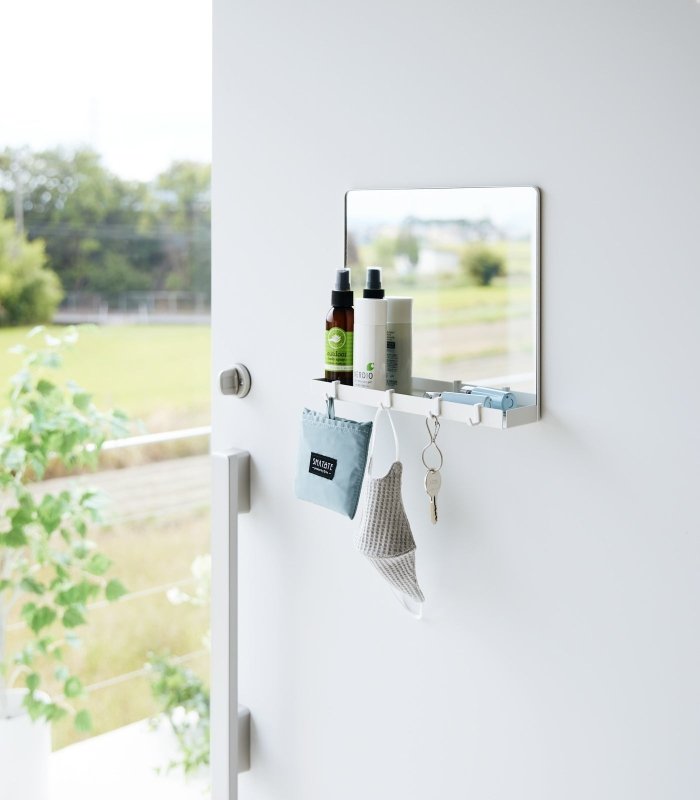 Magnetic Mirror with Storage Rack - Glass - FCHF CITY