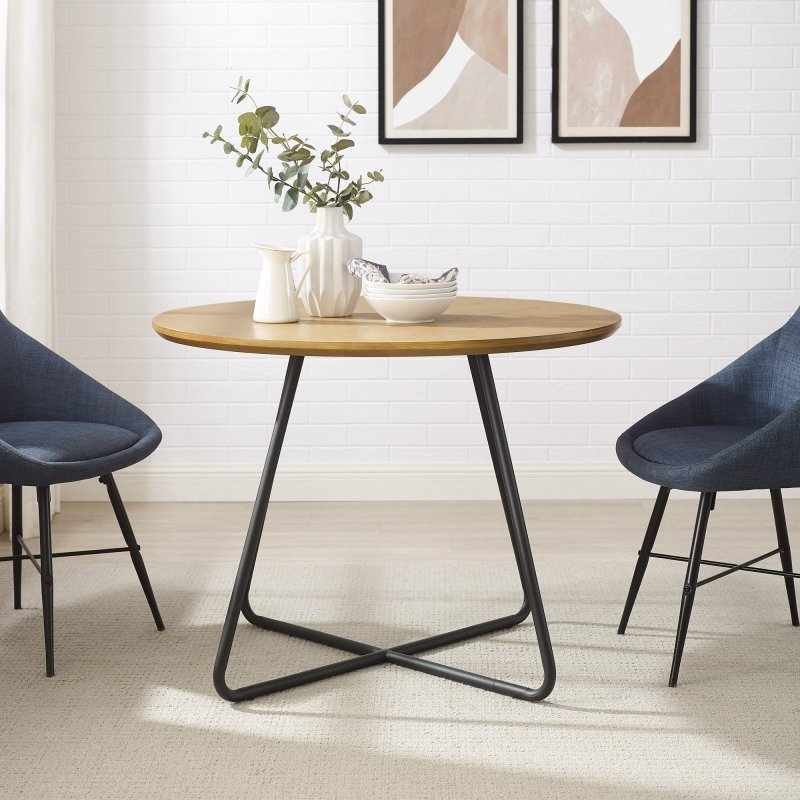 Midpines Modern Veneer and Metal Round Dining Table - FCHF CITY