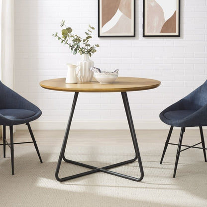 Midpines Modern Veneer and Metal Round Dining Table - FCHF CITY