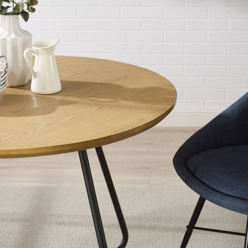 Midpines Modern Veneer and Metal Round Dining Table - FCHF CITY