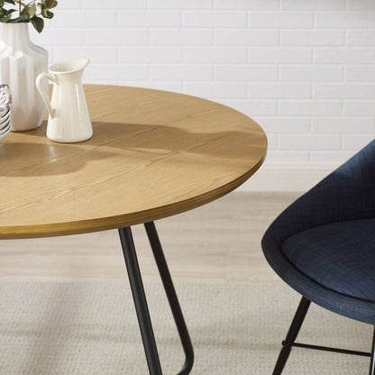 Midpines Modern Veneer and Metal Round Dining Table - FCHF CITY