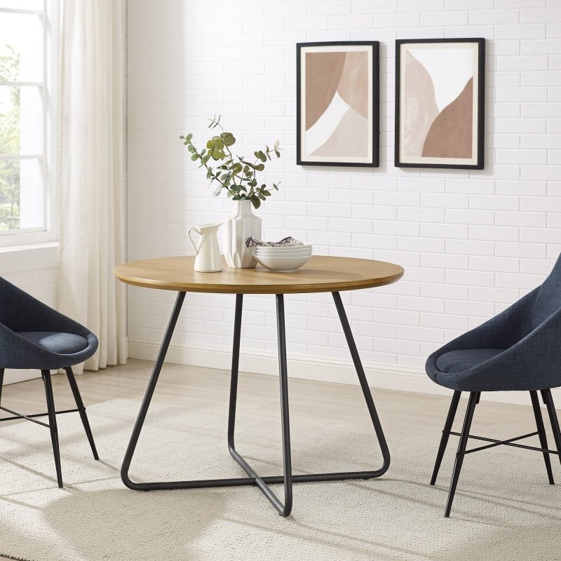 Midpines Modern Veneer and Metal Round Dining Table - FCHF CITY