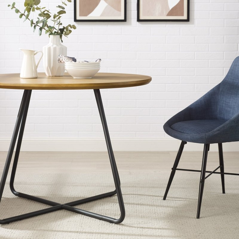 Midpines Modern Veneer and Metal Round Dining Table - FCHF CITY