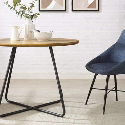 Midpines Modern Veneer and Metal Round Dining Table - FCHF CITY
