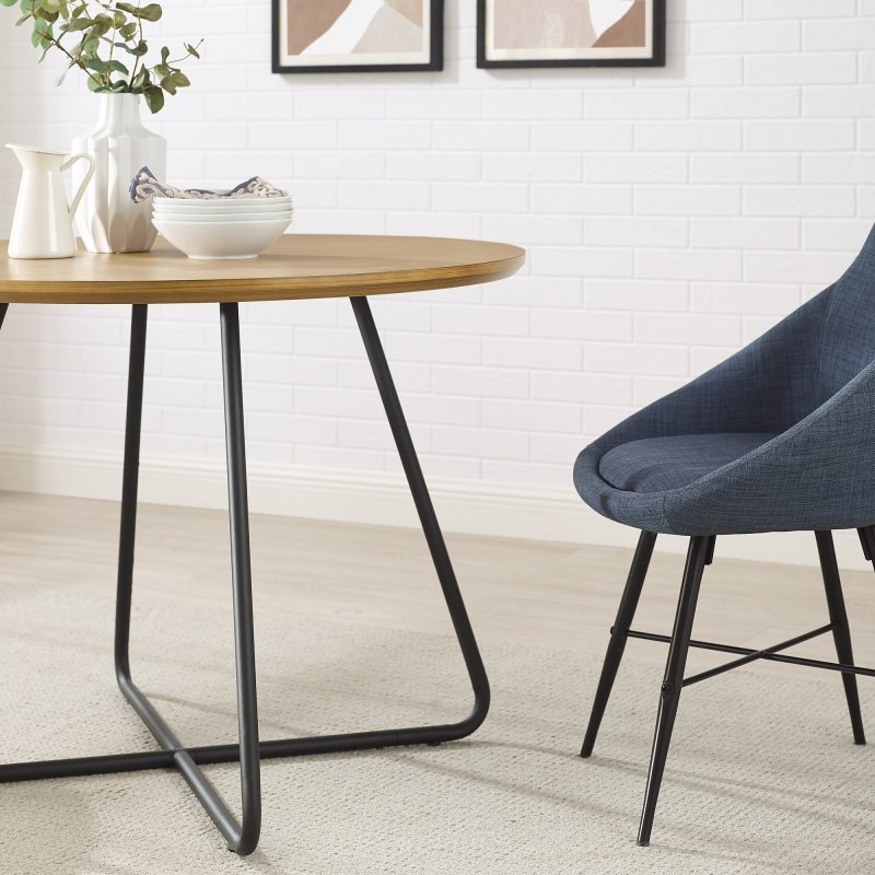 Midpines Modern Veneer and Metal Round Dining Table - FCHF CITY