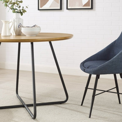 Midpines Modern Veneer and Metal Round Dining Table - FCHF CITY