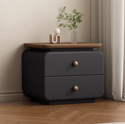 Minimalist Italian‑Style Upholstered Solid Wood Nightstand，2‑Drawer Bedside Cabinet - FCHF CITY