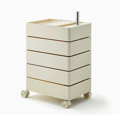 Minimalist Rotatable 5-Tier Rolling Storage Cabinet with Lockable Casters - FCHF CITY