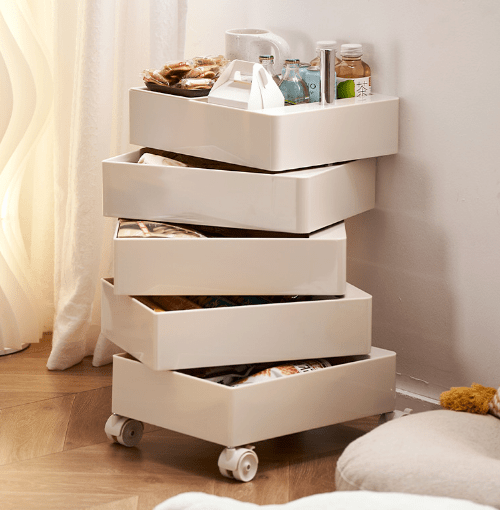 Minimalist Rotatable 5-Tier Rolling Storage Cabinet with Lockable Casters - FCHF CITY