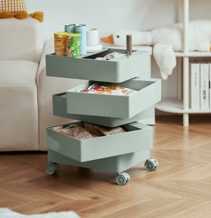 Minimalist Rotatable 5-Tier Rolling Storage Cabinet with Lockable Casters - FCHF CITY
