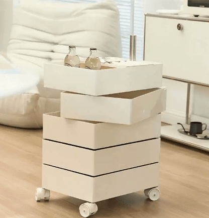 Minimalist Rotatable 5-Tier Rolling Storage Cabinet with Lockable Casters - FCHF CITY