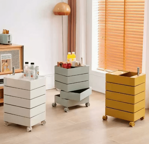 Minimalist Rotatable 5-Tier Rolling Storage Cabinet with Lockable Casters - FCHF CITY
