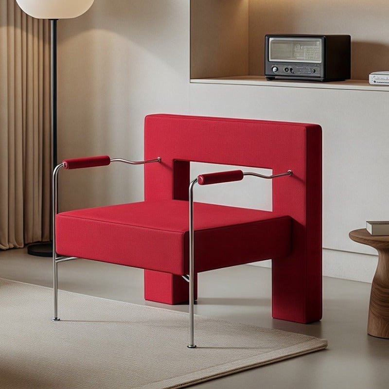 Modern Geometric Accent Armchair, Stainless Steel Frame - FCHF CITY