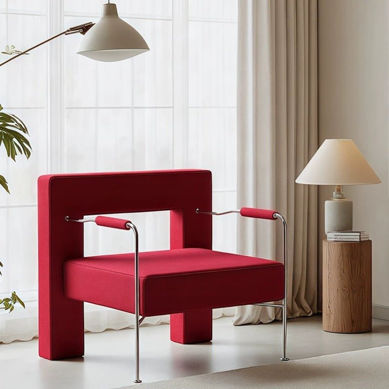 Modern Geometric Accent Armchair, Stainless Steel Frame - FCHF CITY