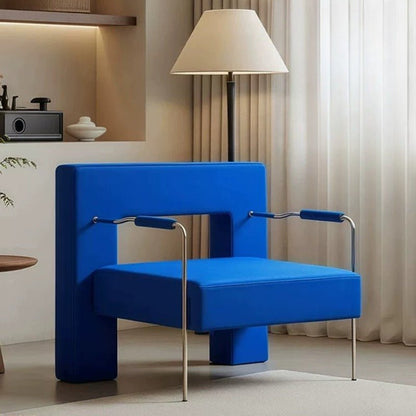 Modern Geometric Accent Armchair, Stainless Steel Frame - FCHF CITY