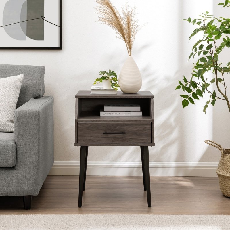 Mora 18&quot; Contemporary Side Table with Storage - FCHF CITY