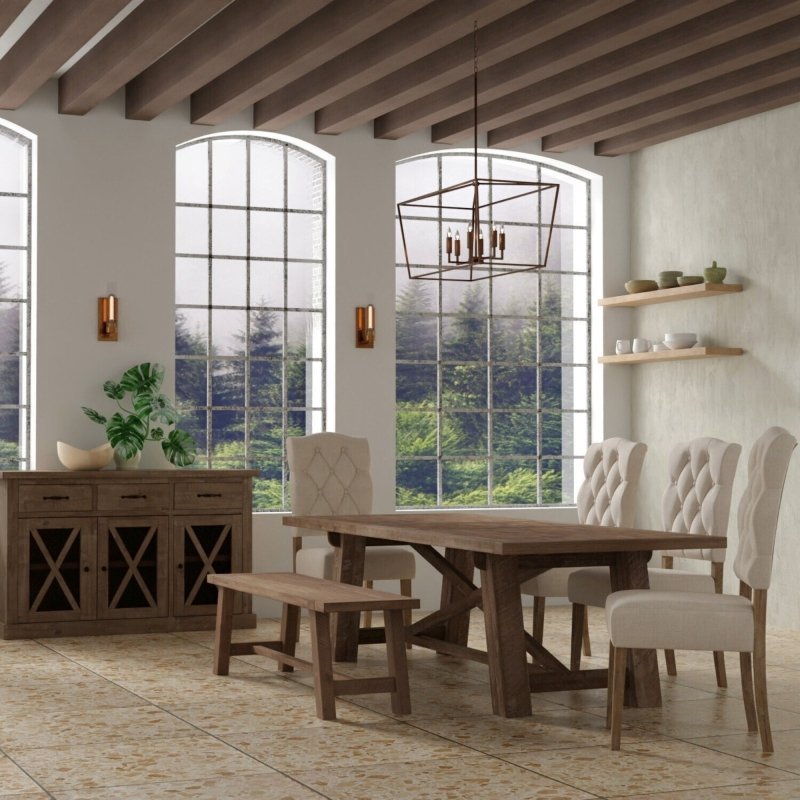 Newberry Rectangular Dining Table, Weathered Natural - FCHF CITY