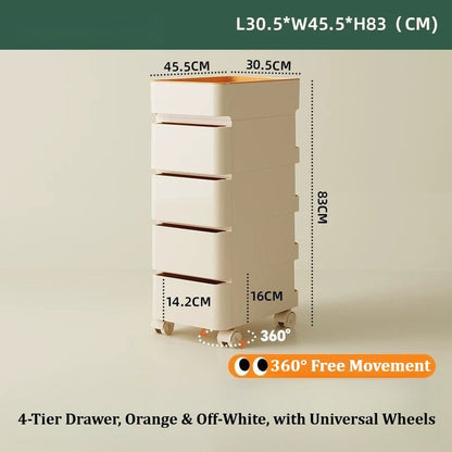 No Odor ABS Rolling Storage Chest with 4 Drawers - FCHF CITY