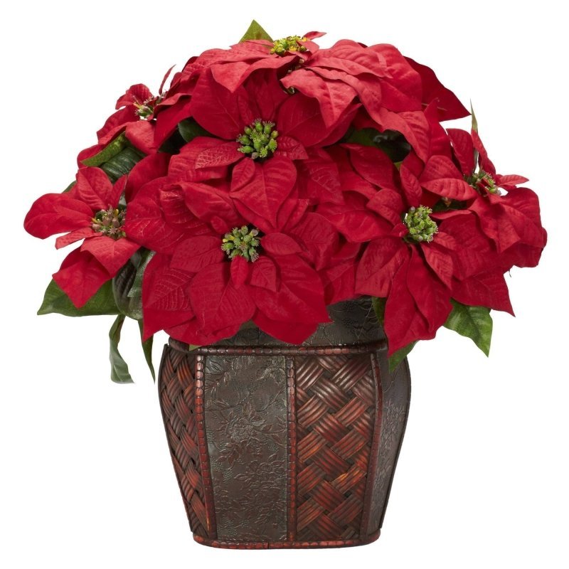 Poinsettia w/Decorative Vase Silk Arrangement - FCHF CITY