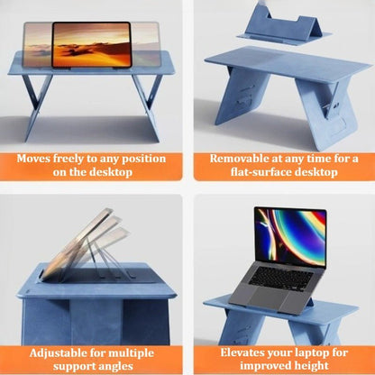 Portable Foldable Lap Desk 4‑Level Height Adjustable Suede Bed Table - FCHF CITY