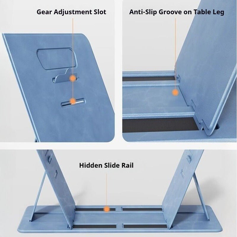 Portable Foldable Lap Desk 4‑Level Height Adjustable Suede Bed Table - FCHF CITY