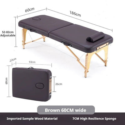 Portable Folding Massage Table, Beech Wood Height Adjustable Spa Bed - FCHF CITY