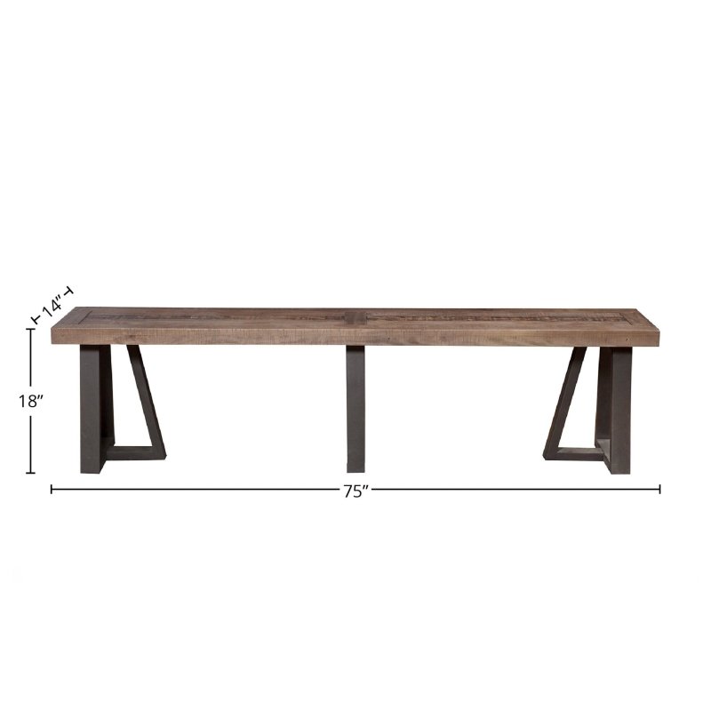 Prairie Dining Bench, Natural/Black - FCHF CITY