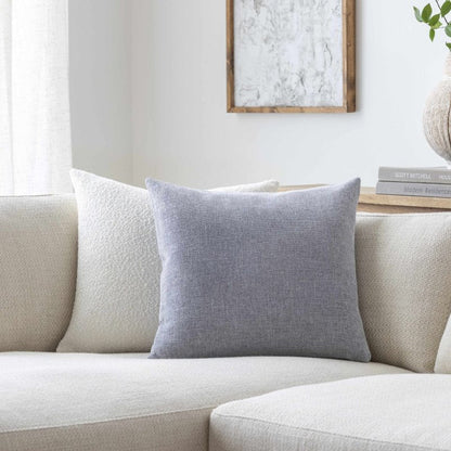 Reijo Silver &amp; Blue Linen Look Accent Pillow - FCHF CITY